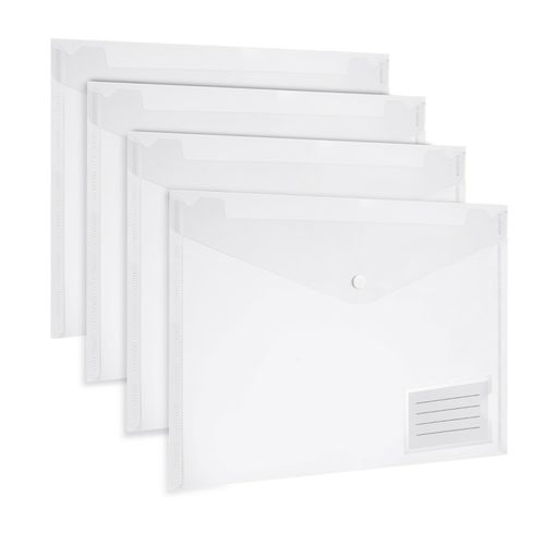 10 CLEAR A4 POPPER WALLETS PLASTIC DOCUMENT FOLDERS ENVELOPE STUD ID HOLDER FILE — image 6