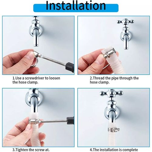 101-Pcs Assorted Stainless Steel Hose Clamp Kit With No Driver Jubilee Clips Set — image 14