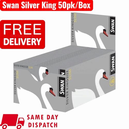 Swan Silver Kingsize Slim Cigarette Rolling Papers | Full Box of 50 Booklets — image 1
