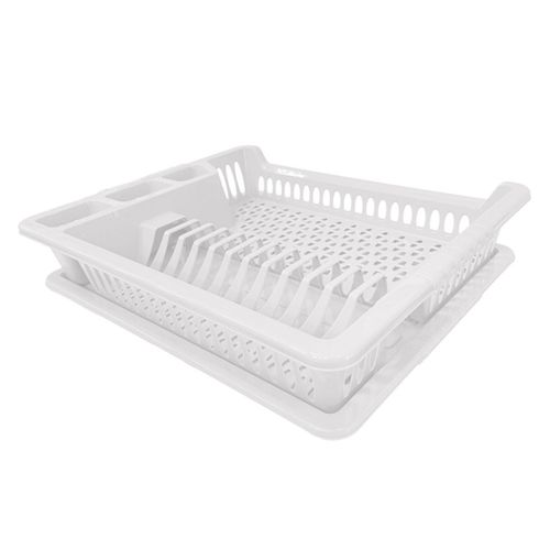 Kitchen Dish Drainer Plate Drying Rack with Drip Tray Cup Cutlery Utensil Holder — image 3