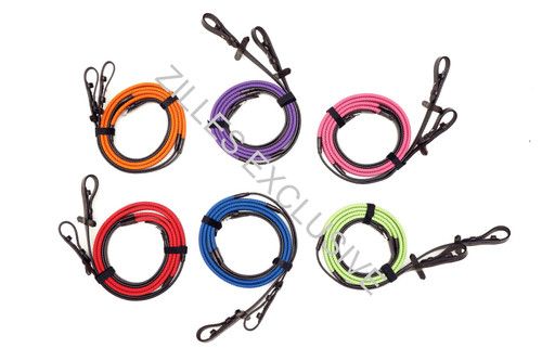 ZILLE LEATHER RUBBER GRIP COLOURED REINS. FULL,PONY, SHETLAND. AMAZING VALUE