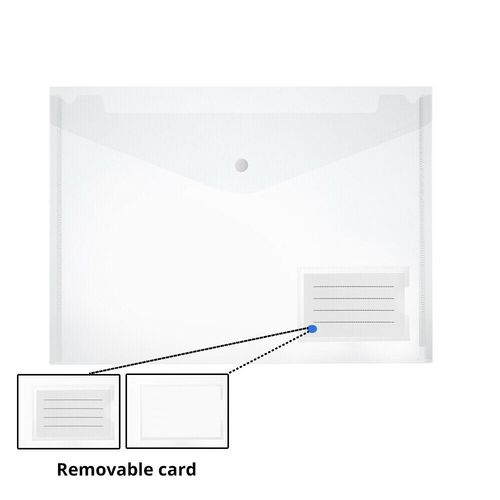 10 CLEAR A4 POPPER WALLETS PLASTIC DOCUMENT FOLDERS ENVELOPE STUD ID HOLDER FILE — image 3
