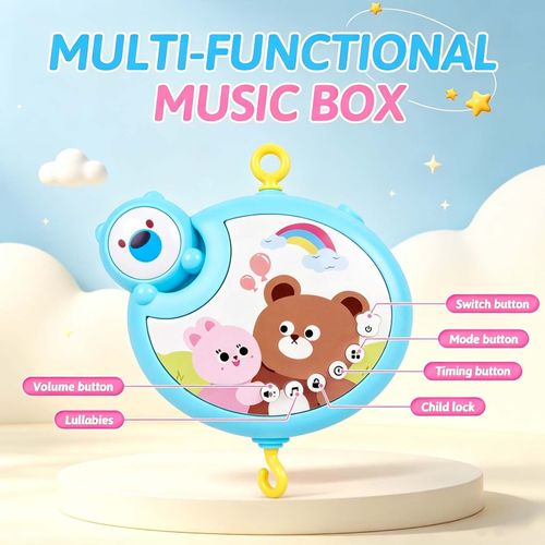 Musical Crib Bed Bell Stars Projector Cot Bed Bell 360° Rotating Rattle Toy Gift — image 5