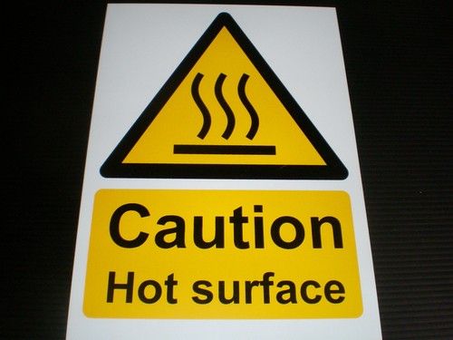 CAUTION HOT SURFACE sign or sticker catering kitchen hotel cafe restaurant pub