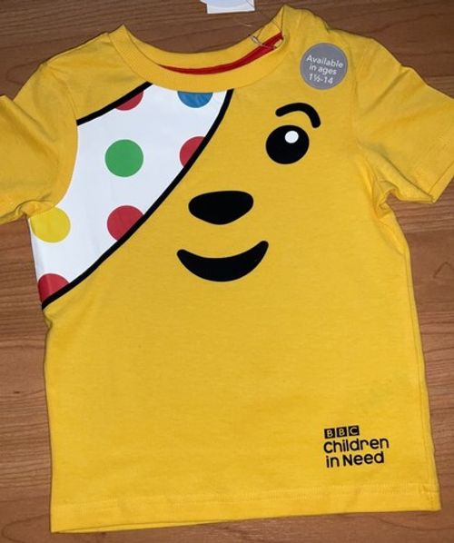 Pudsey Bear Children In Need Yellow Short Sleeved T-shirt  Age 18-24 months