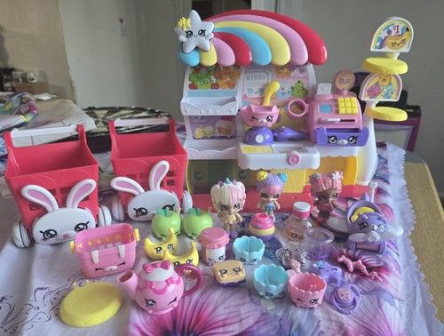 Kindi Kids Kindi Fun Supermarket Playset Bunny Carts Shopkins Toy Bundle Lot Toy