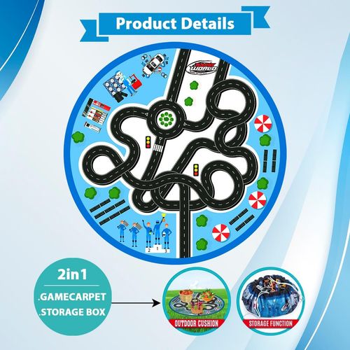 2-in-1 Road Play Mat & Drawstring Tidy Bag - 130 cm City Car Map Storage Bag — image 4