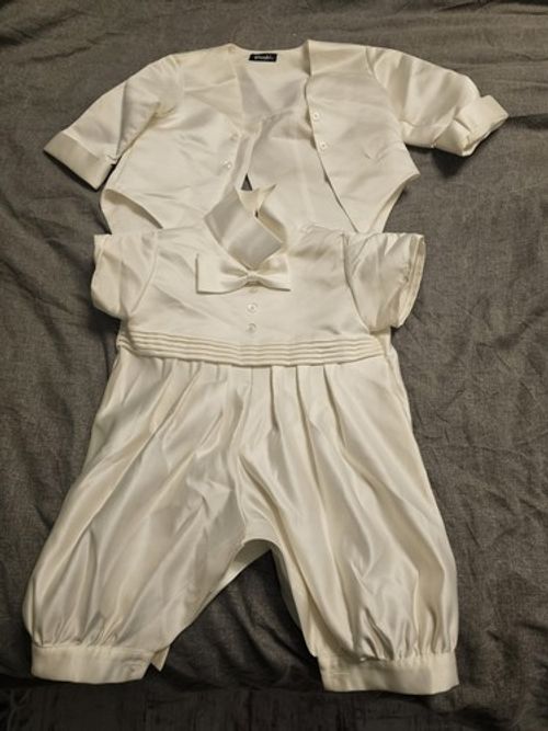 BOYS CHRISTENING ROMPER SUIT AND BAPTISM BONNET - PERSONALISED - BABY CLOTHES