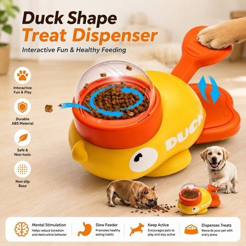 Duck Shape Interactive Dog Treat Dispenser Puzzle Toy,
