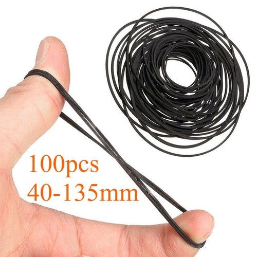 100pcs 40-135mm Mixed Rubber Drive Belts for Cassette Tape Deck CD DVD Player