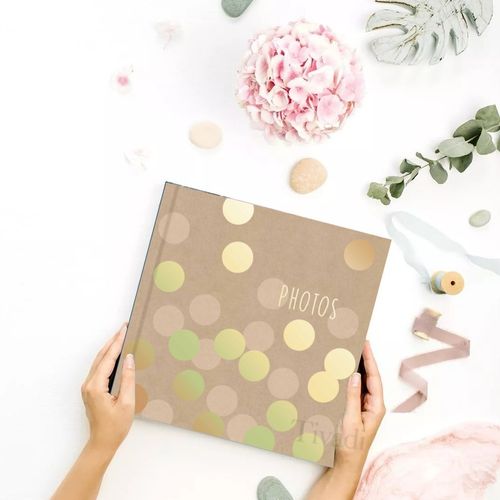 Photo Album 200 Photos 4x6 | Kraft Cover, Gold Polka Dot, Scrapbook Keepsake — image 11