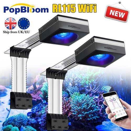 PopBloom 2PCS RL115 Marine LED Lighting for 48" Reef Aquarium Fish Tank SPS LPS