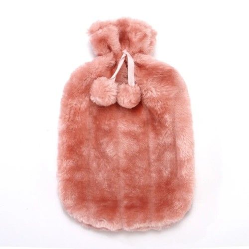 Hot Water Bottle  Cover Fleece Luxury Soft Fluffy 2L Large Rubber Faux Fur