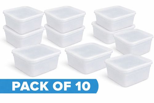 2 Litre Square Ice Cream tub and Lid/Plastic Food Storage container 180x180x90mm