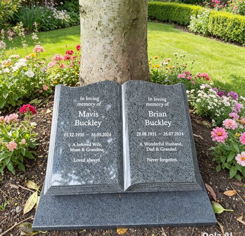 Personalised Granite Open Book Bible WITH BASE Grave Plaque Memorial Stone