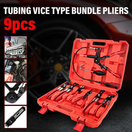 9 PC MECHANIC'S HOSE CLAMP RING PLIERS TOOL SET FLEXIBLE CABLE SWIVEL JAW CLAMP — image 2