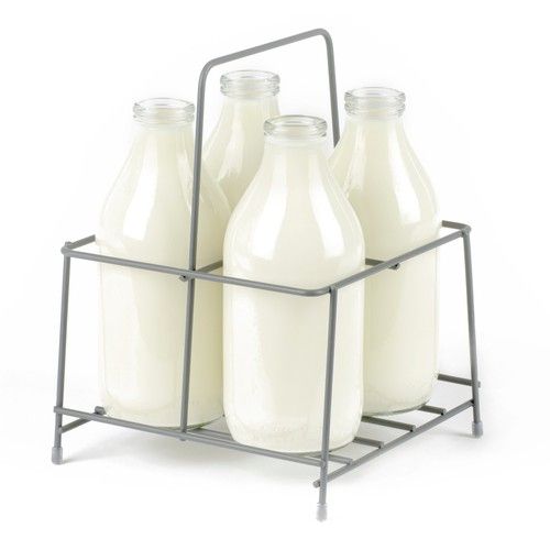 LIVIVO Wire Milk Bottle Holder 4 Bottle Metal Carrier Crate
