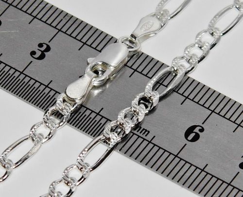 925 Sterling Silver Children's Solid Figaro Curb Bracelet - 6 inch  — image 3