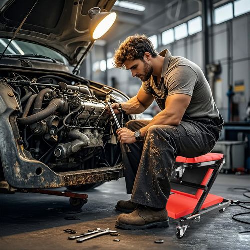 Mechanics Creeper Trolley Stool 6 Wheels Workshop Padded Car Workshop Garage — image 11