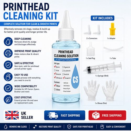 Unblock Print Head Nozzles fits Epson Printer Cleaning Kit Cleaner Flush Inkjet
