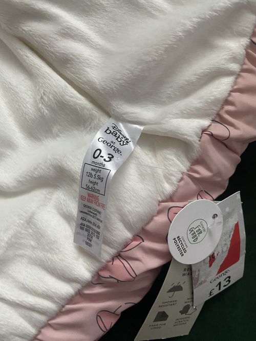 2 x George Disney Baby Minnie Mouse Pink Hooded Padded Puffer Jacket 0-3 Months — image 3