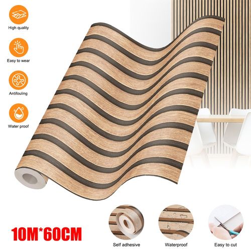 10M Self-Adhesive 3D Effect Wooden Slat Wall Panel Peel&Stick Easy DIY Wallpaper — image 12