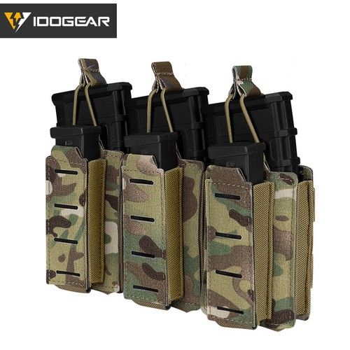 IDOGEAR Tactical LSR 9mm 556 Mag Pouch Triple Mag Carrier MOLLE Pouch Paintball