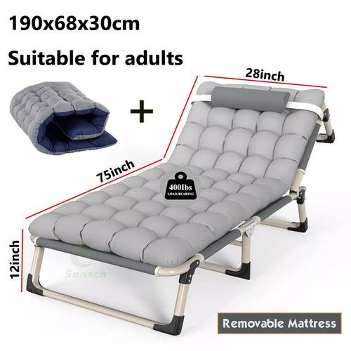Single Foldable Folding Bed & Mattress Guest Bed Heavy Duty Portable Large Bed