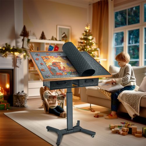 1500Pcs Jigsaw Puzzle Table Storage Board 2-Drawer & 4-Level Adjustable Tilting — image 19