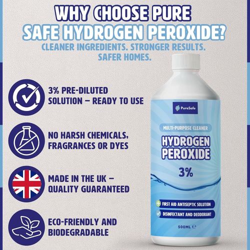 Pure Safe Hydrogen Peroxide 3% Solution 500ml – Multi-Purpose Household Cleaner — image 7