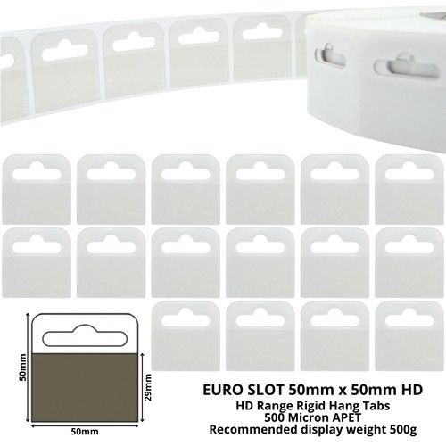 Self Adhesive Hang Tabs Euro Slot Delta J Hook Display Hanging Sticky Tab Retail