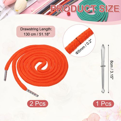 2 Pcs Hoodie Strings Drawstring Cords with Easy Threader (Orange) — image 2