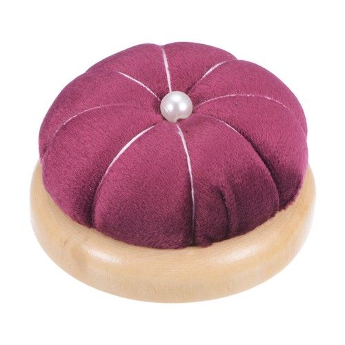 Wooden Base Pin Cushion Japanese Style Cute Needle Holder Pincushions Dark Red