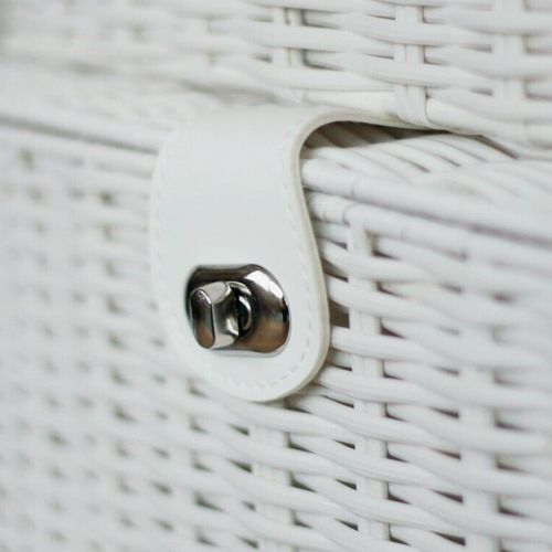 Wicker Storage Basket White x3 Laundry Hamper Stackable Lid Lock Home Decor — image 16