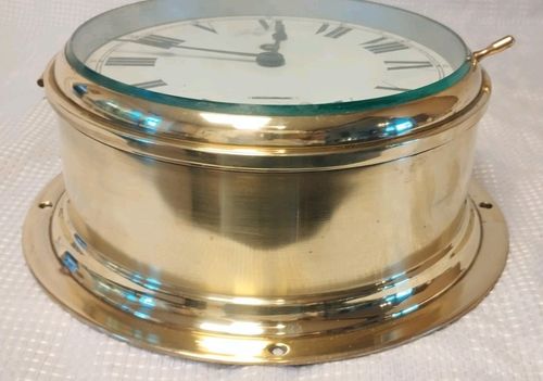 1968  MILITARY ISSUE 8" Brass  Bulkhead Clock, Smith Astral,  wall clock — image 10