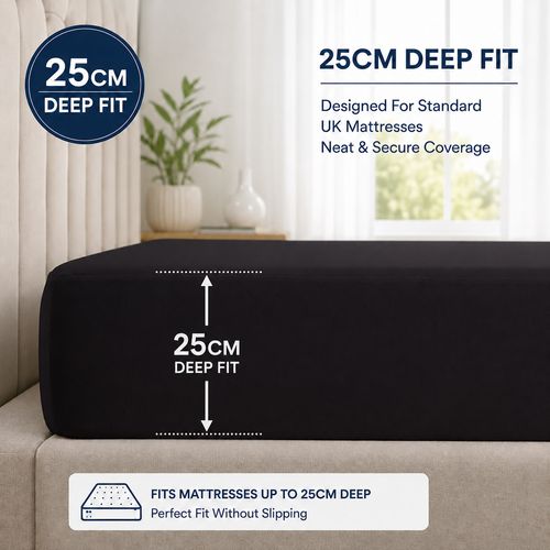Full Fitted Bed Sheet Extra Deep 25 cm Single Double Super King Size Sheets UK — image 3