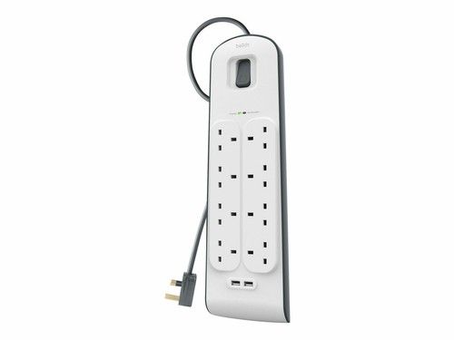 Belkin BSV804AF2M Surge Plus 12w USB Surge Protector 8 Plug 900 Joules 2m Cable