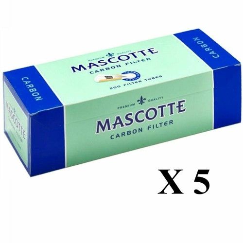 1000 Mascotte CARBON Filter cigarette Empty tubes (5 Boxes x 200) carbon activat