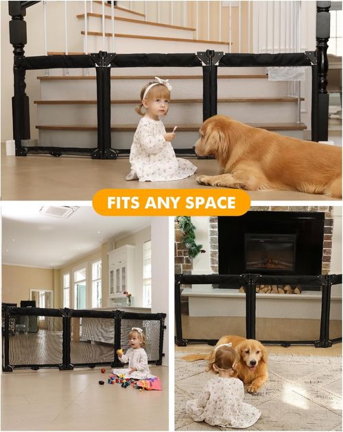 Extra Wide Baby Gate 210cm Foldable Safety Barrier Kids Pet Playpen Fence — image 2