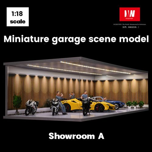 1/18 Diorama Diecast Garage 5 Parking Spaces LED Lighting Model Car Display Case — image 10