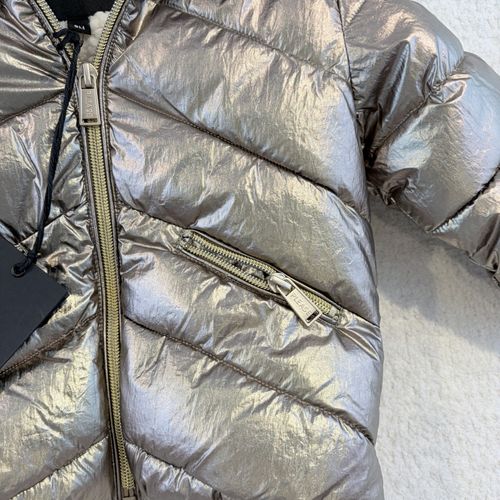 PLEASE Silver Hooded Puffer Jacket Lined Full Zip Long Sleeve 6-9M — image 3