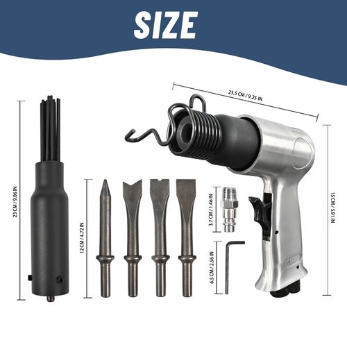 Air Pneumatic Gun Needle Scaler w/ 4 Hammer Chisel Kit Rust Weld & Paint Remover — image 5