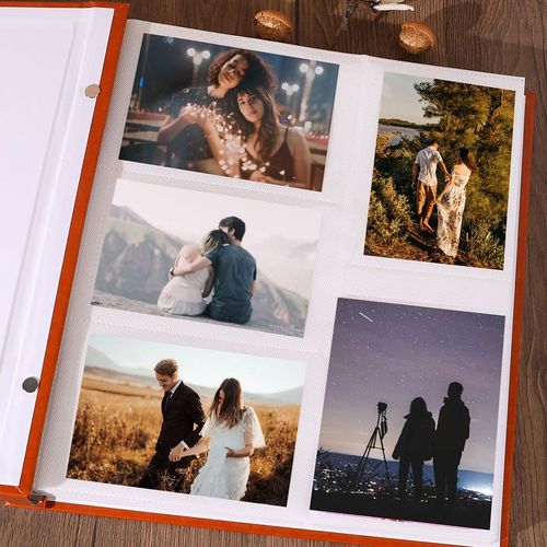 5Inch Photo Album 500 Photos Large Capacity Slip Pockets PU Leather Cover Orange — image 9