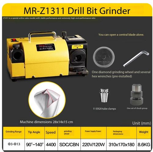 Drill Bit Sharpener Portable Angle Grinder 3-13mm Electric Grinding Machine 
