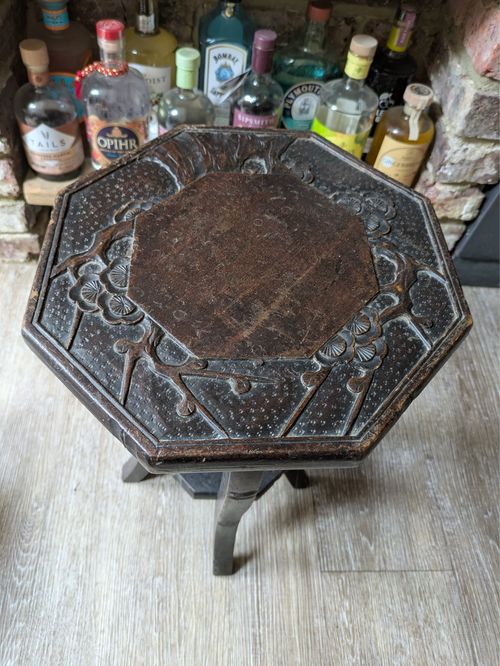 Liberty & Co of London Japanese Hand Carved Side Table C1900 Cherry blossom — image 2