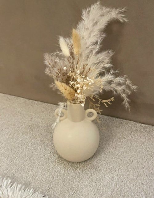 Campo Ceramic Beige Bud Vase with Handles, Matte Finish, Minimalist 11cm