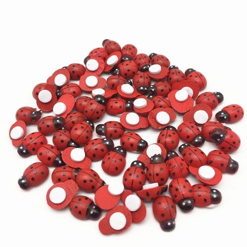 Mini Wooden Self & No Adhesive Ladybird/Bees Scrapbooking/Embellishments