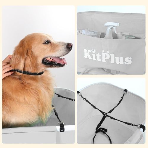 Foldable Dog Bath Tub, 5 Adjustable Heights, Grey Portable Pet Shower Pool — image 9