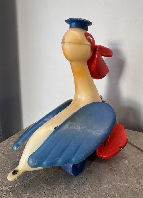 Vintage USSR Pull Toy Pelican Soviet Plastic Action Toy — image 4