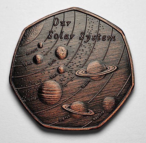 OUR SOLAR SYSTEM Antique Bronze Commemorative Coin. Earth/Mars/Moon/Astronomy — image 3